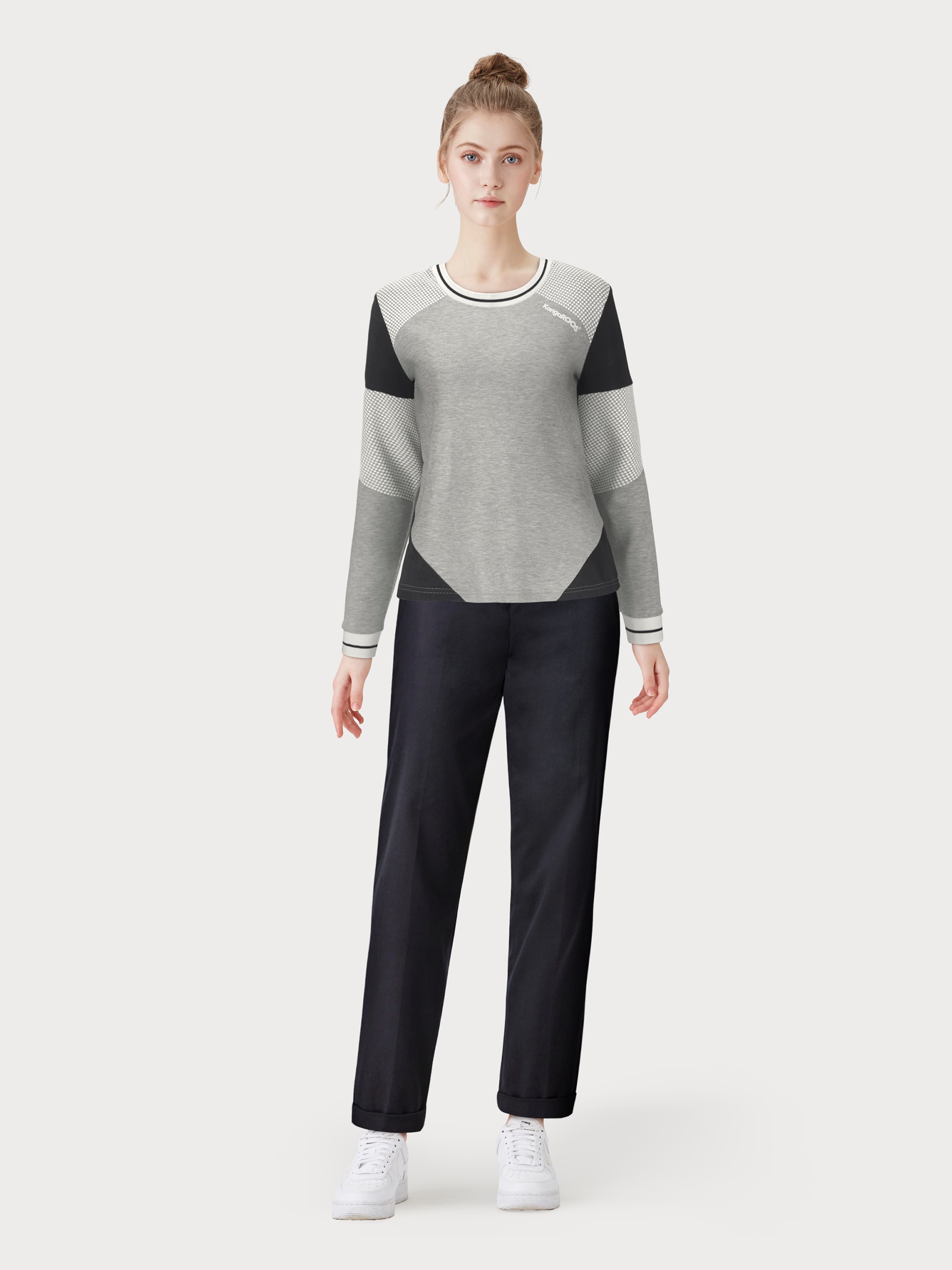 KangaROOS Sweatshirt , Langarm,  figurbetonte Passform,  Colourblocking,  aus Baumwolle