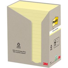 Bloc-note adhésif jaune Recycling 76 x 76 mm - bloc de 100 feuilles - 18+6 GRATUIT