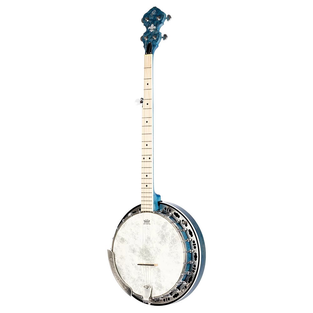 Ortega Falcon Series 5-string Banjo Transparent Blue elektrisch-akoestische banjo met gigbag