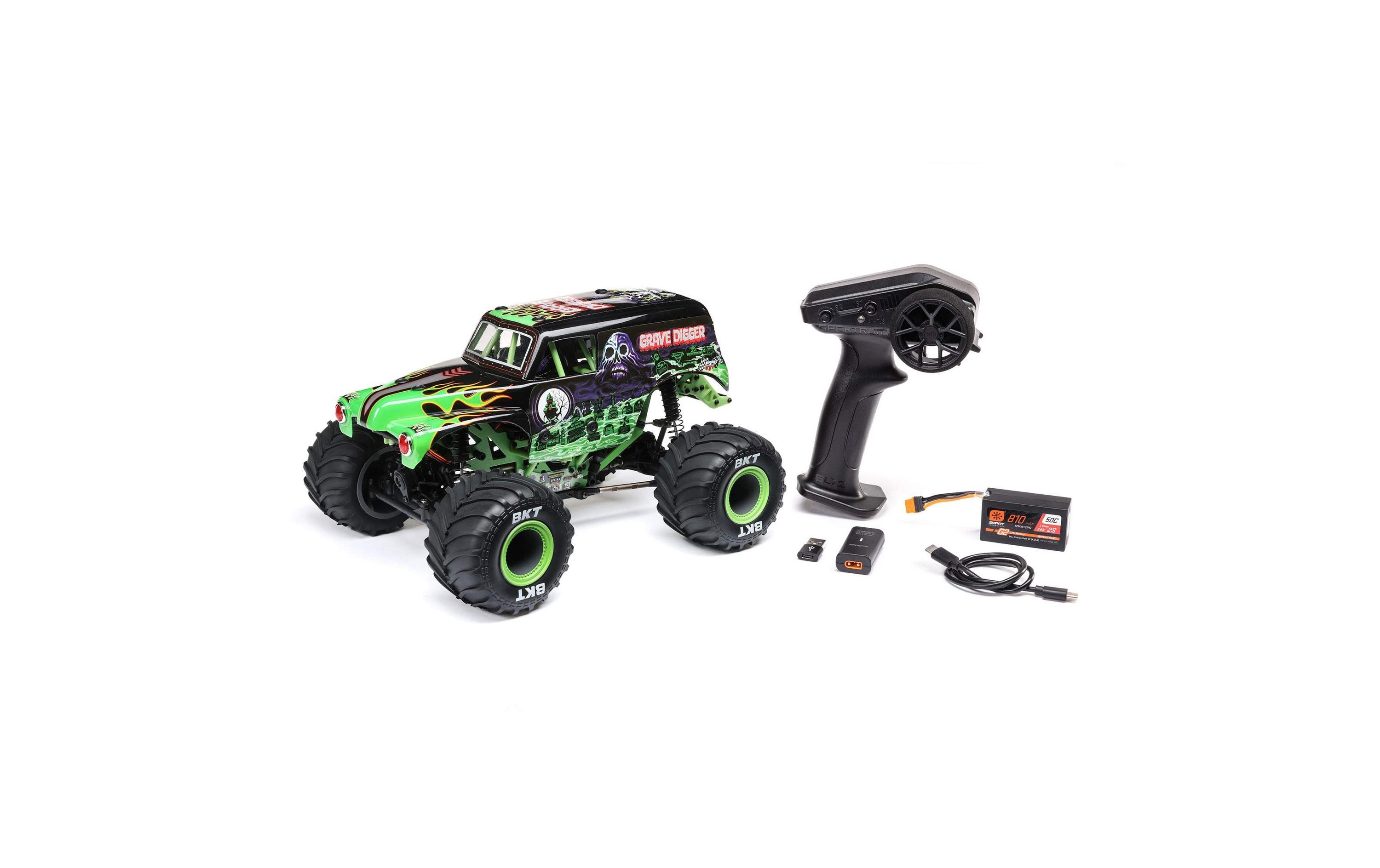 Monster Truck Mini LMT 4WD Grave Digger Grün RTR, 1:18<br>Vollwertiger Monstertruck mit Starrachsen im Mini-Format