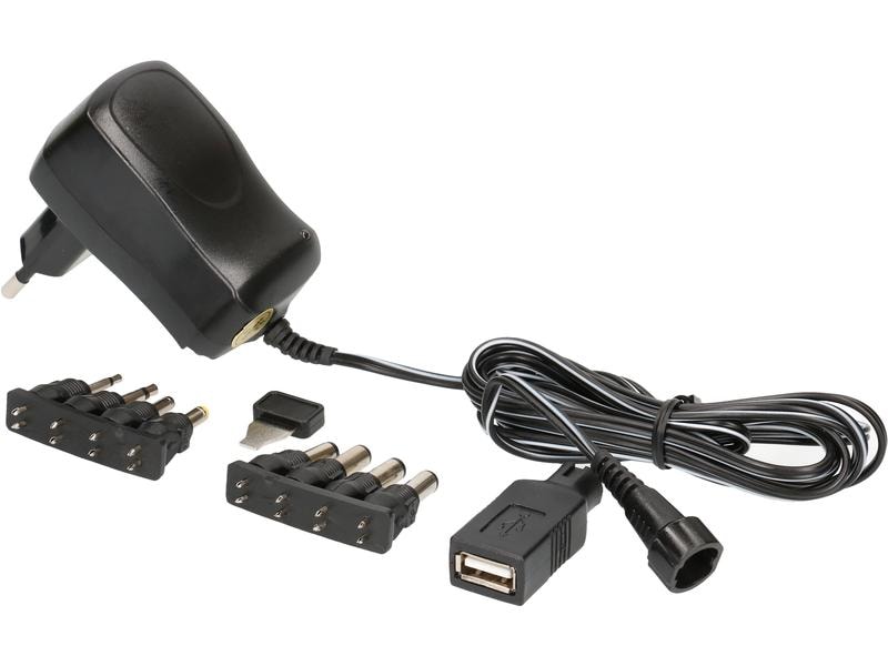Max Hauri Steckernetzteil Universal 10 W, 3 - 12 V, 600 mA Universal-Steckernetzgerät mit 9 verschiedenen Anschlusssteckern
