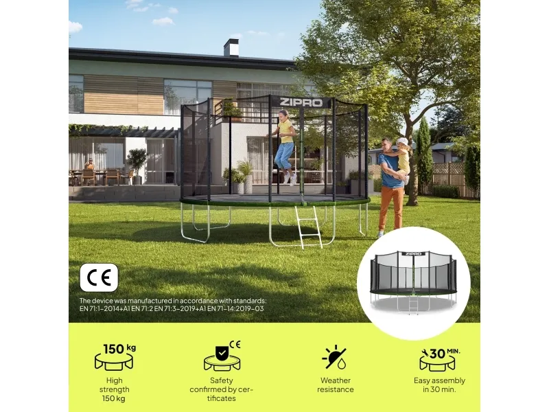 Zipro Trampolin med eksternt net 16FT 496cm   skopose