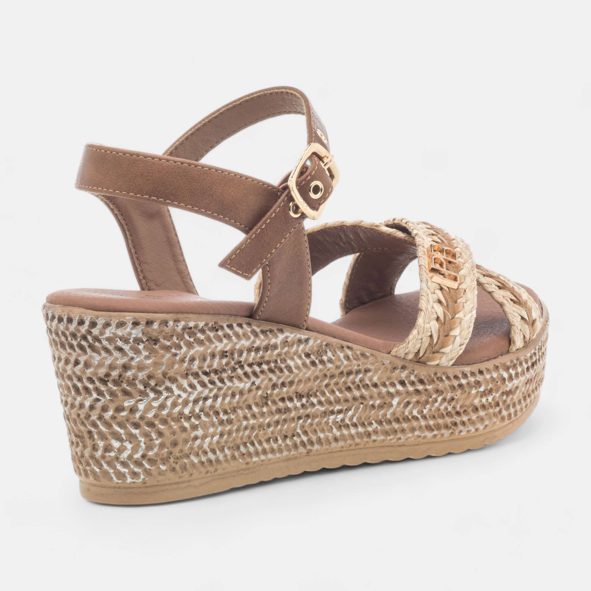 Sandales à talon compensé Femme camel