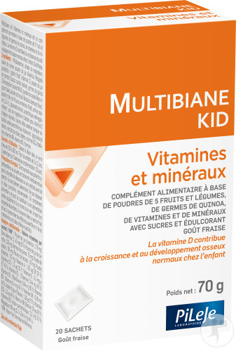 PiLeJe Multibiane Kid Vitamines Et Minéraux Saveur Fraise 20 Sachets