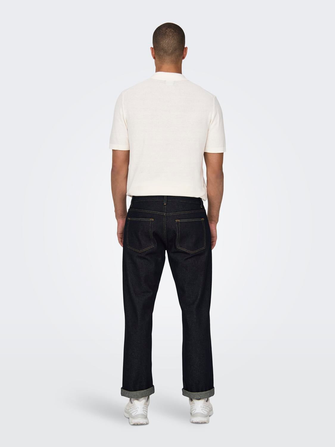 ONSEDGE Mittlere Taille Gerade geschnitten Jeans Dark Blue Denim