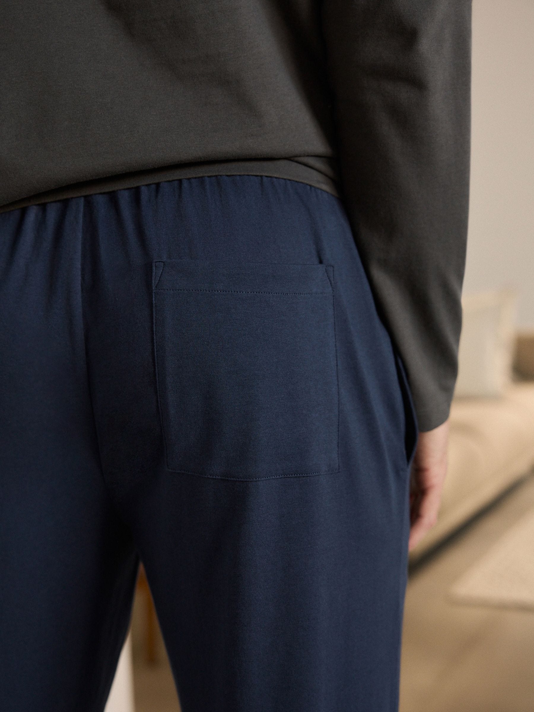 Leisteengrijs/marineblauw - Jersey pyjamaset met lange mouwen