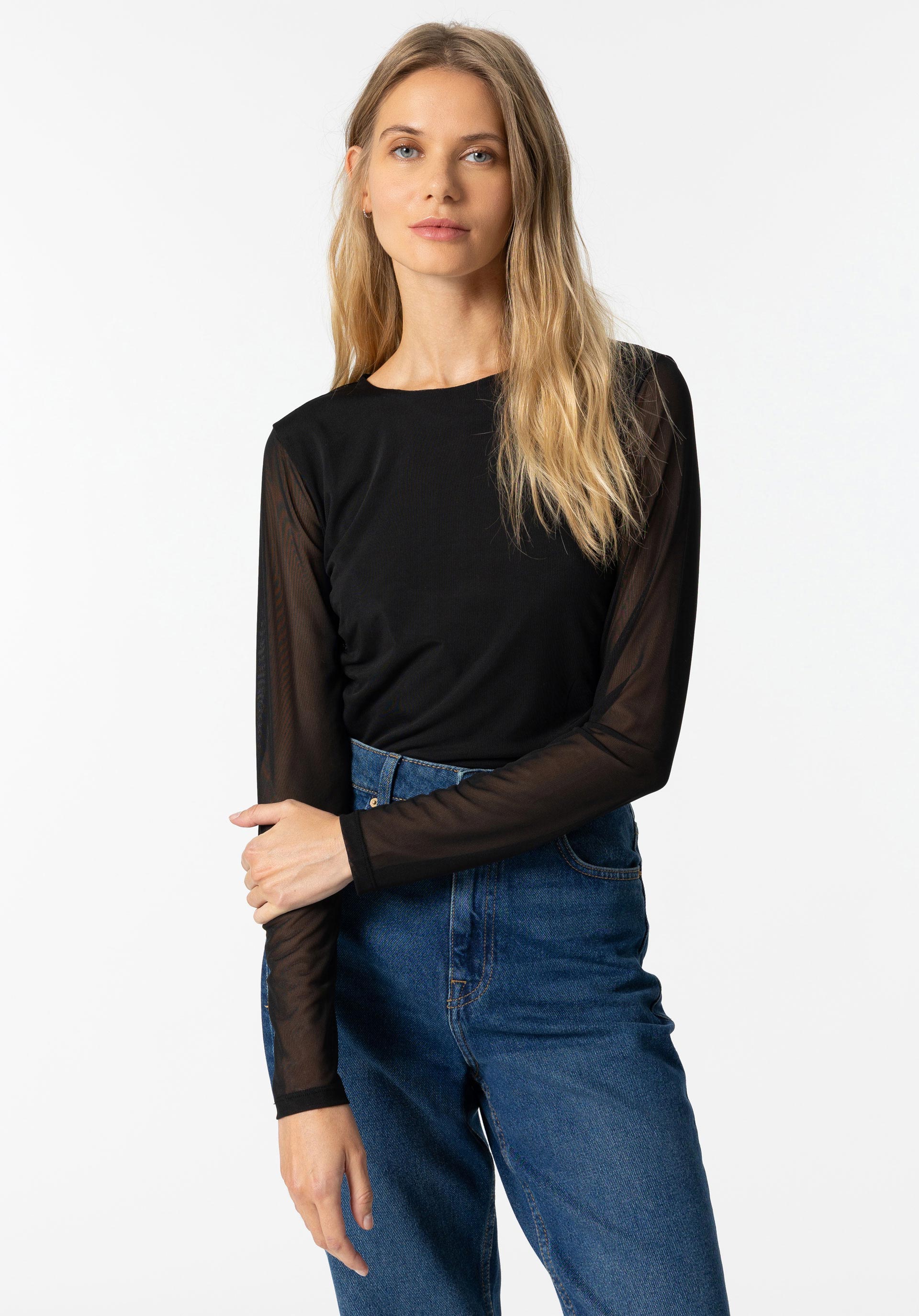 T-shirt Mesh com Franzidos Laterais