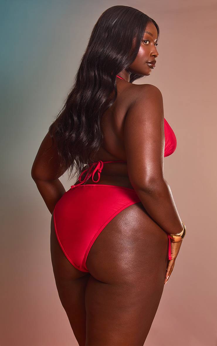 Rouge Bas De Bikini Grande Taille Mix & Match À Nouer Sur Les Côtés