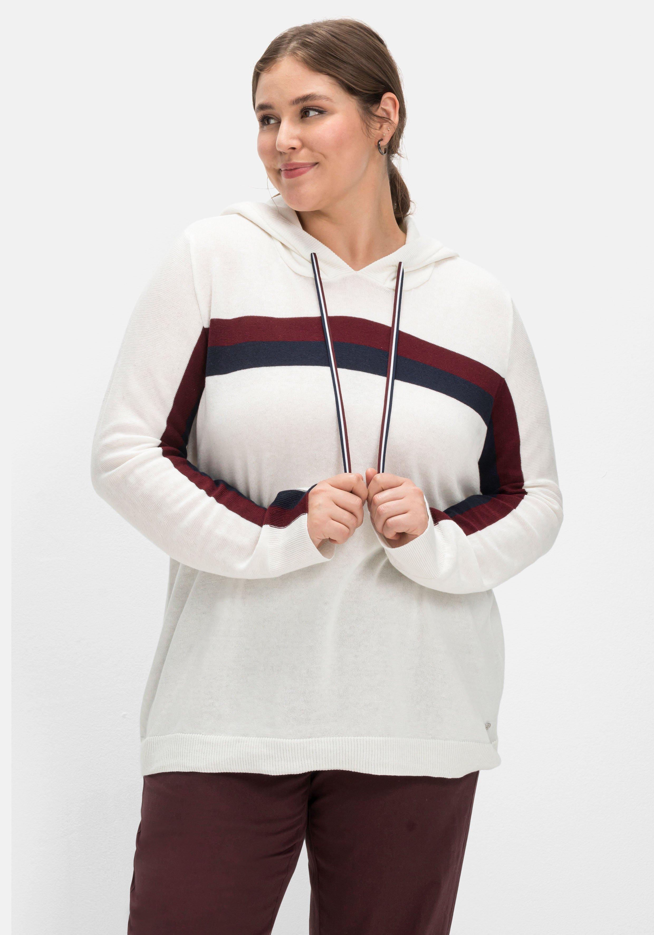 Pullover mit Kapuze und Intarsien-Streifen