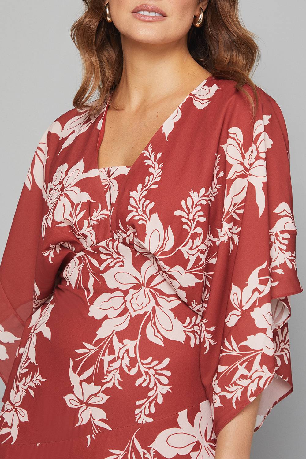 Wallis Robe Maxi Étagée à Manches Kimono Motif Floral