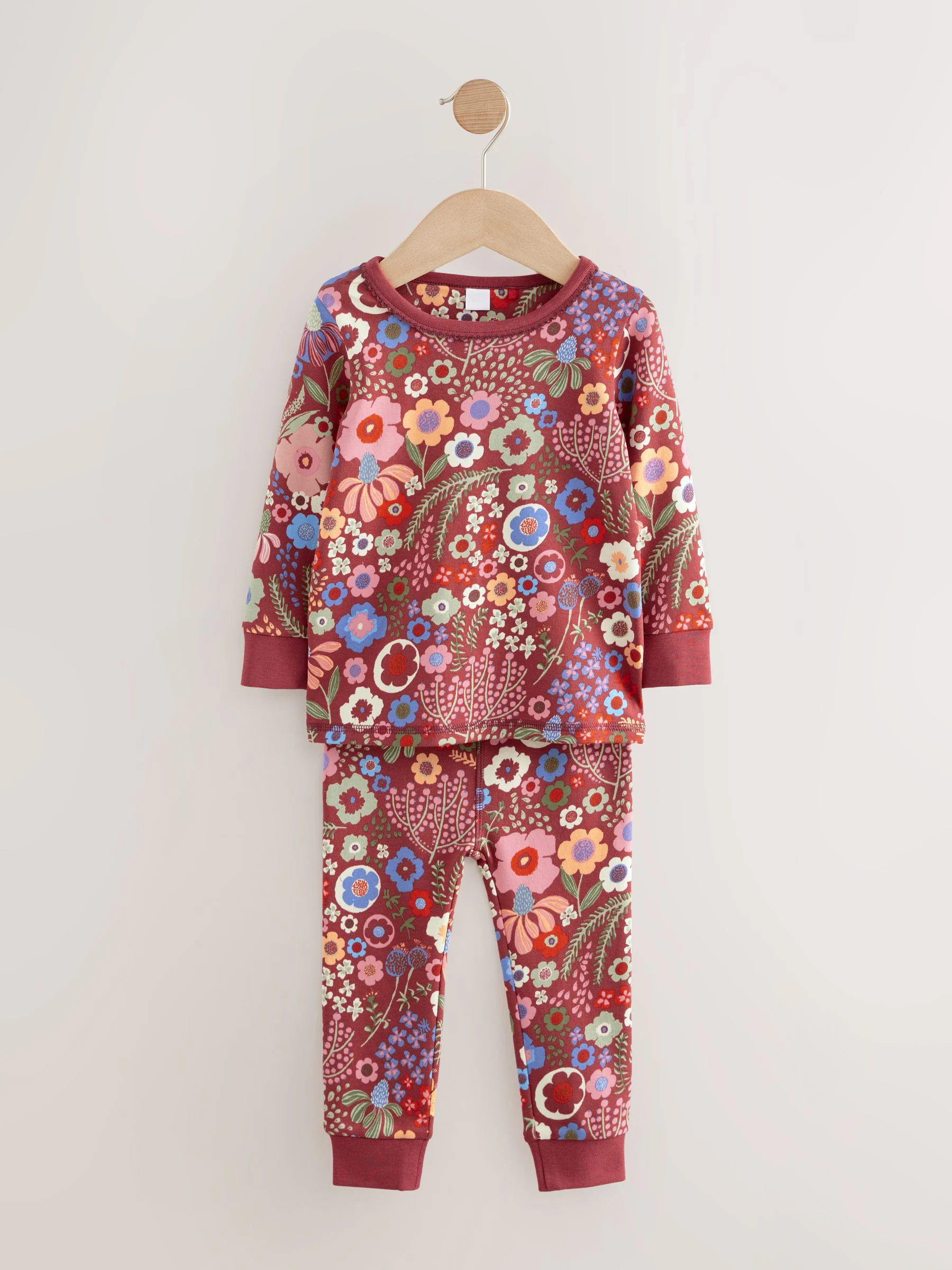 Rood/groen met bloemenprint - Verpakking van 3 knusse pyjama's (9 mnd-10 jr)