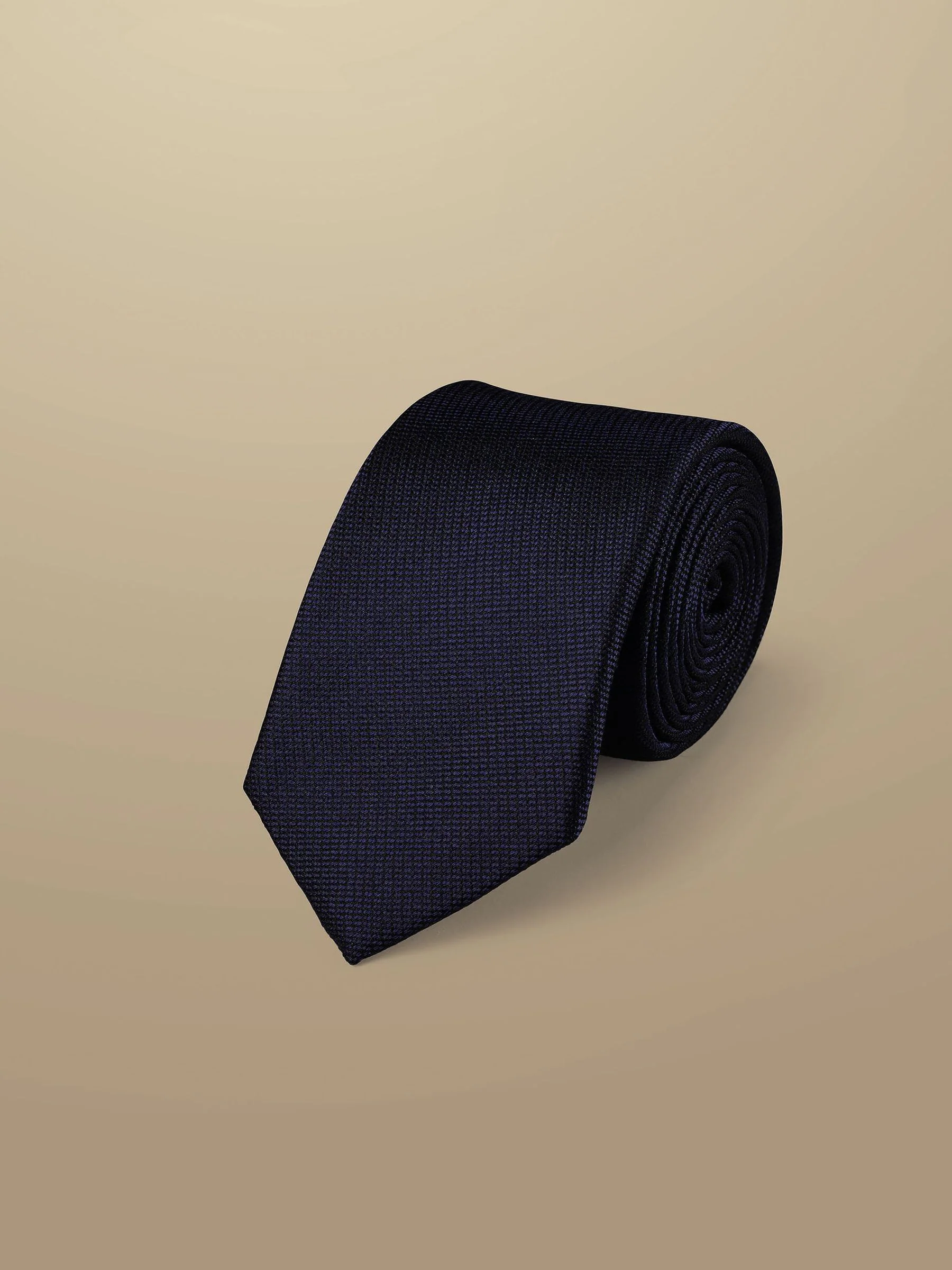 Donkerblauw - Charles Tyrwhitt - Vlekbestendige satijnen smalle stropdas