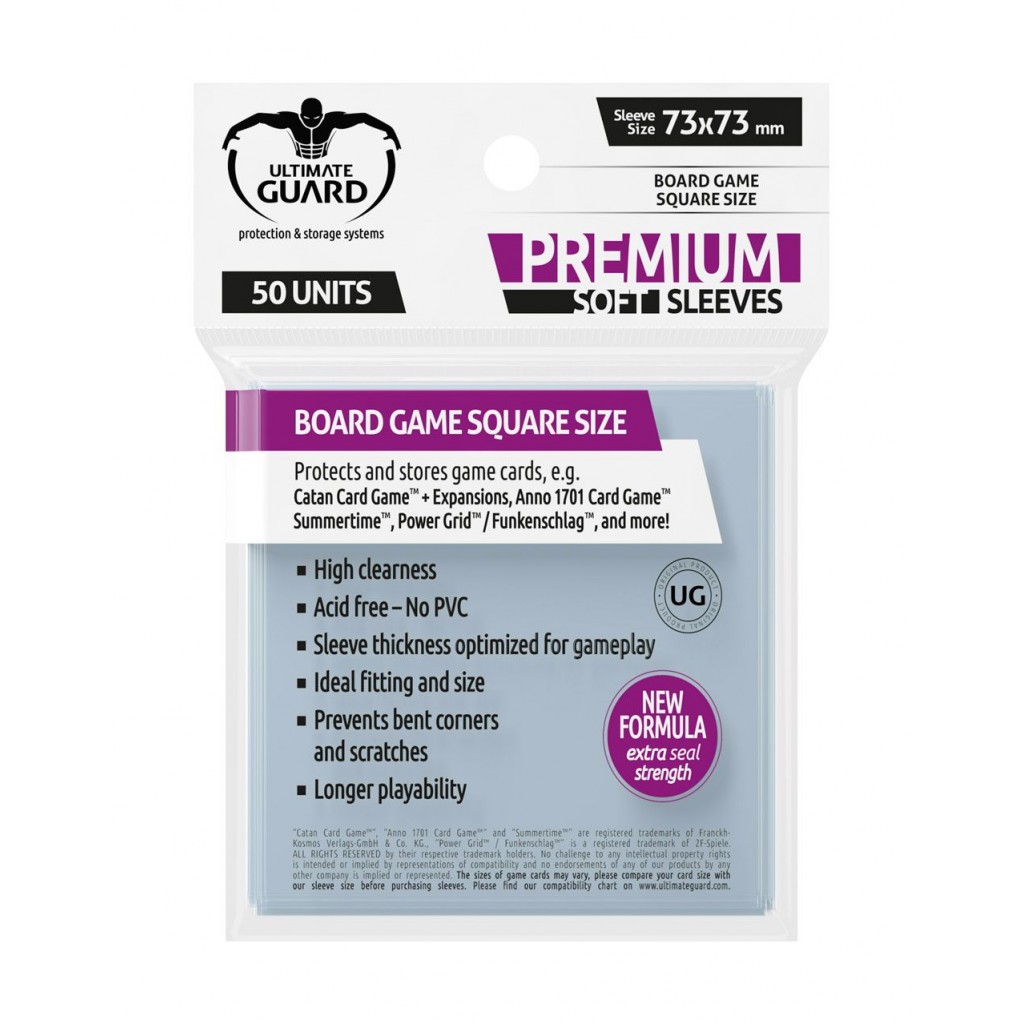 Ultimate Guard 50 pochettes Premium Sleeves jeux de plateau au format carré