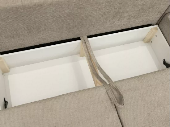 Canapé d'angle Stonecrest 105, Brun clair, Fonction de couchage, Boîte de literie, 258cm