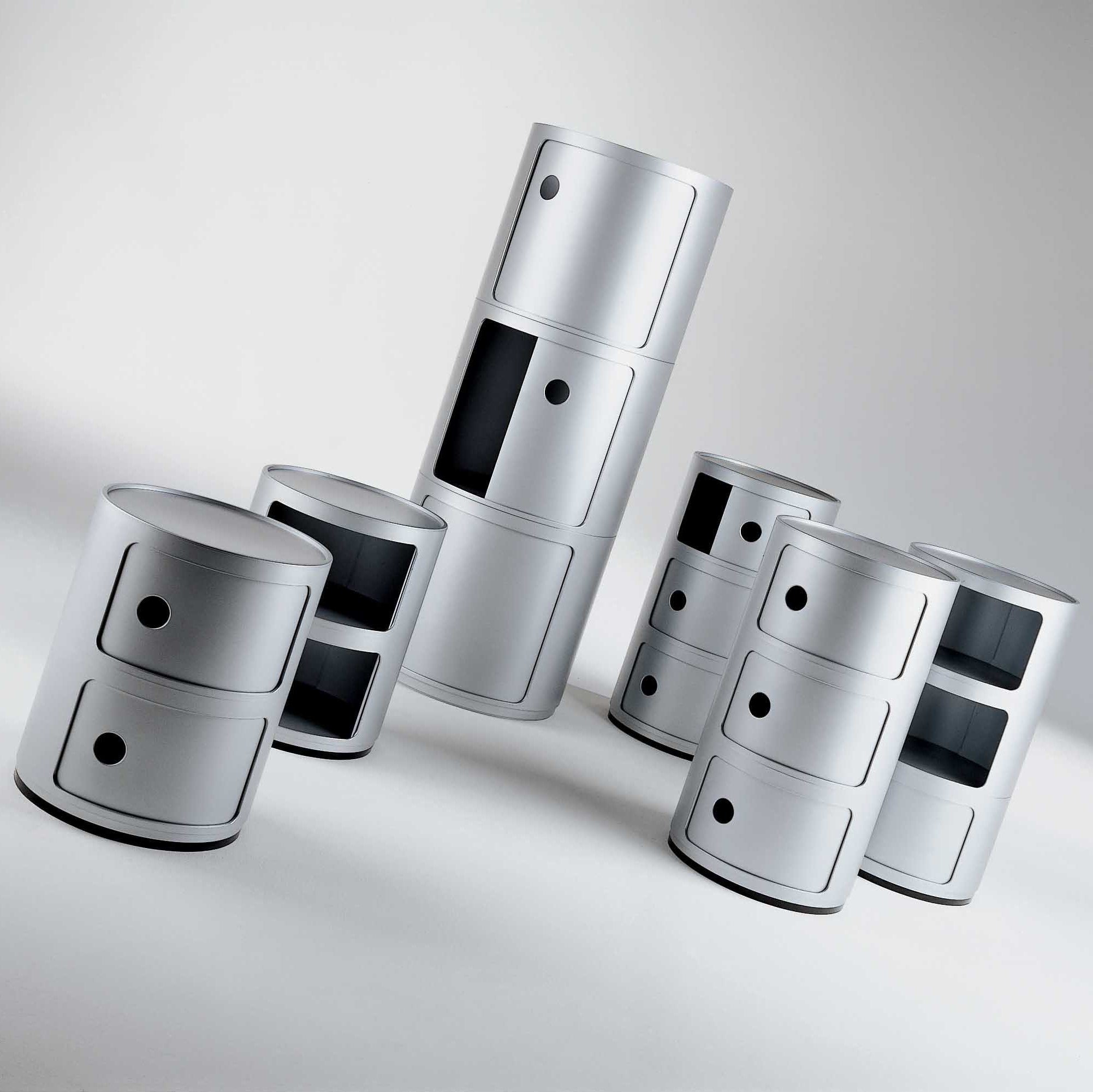 Kartell Componibili Kast Ã 32 cm - 2 Modules - Mat Zilver