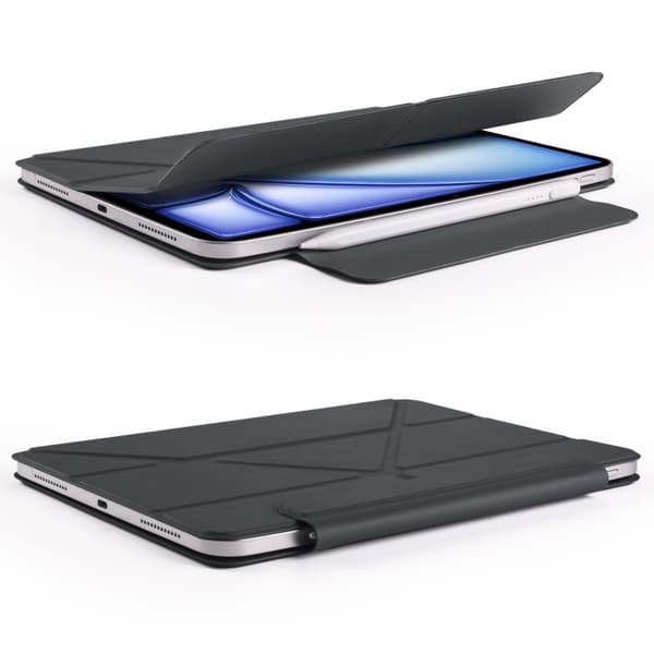 Kunstlærveske med stativ og magneter for iPad Air 13 2024 - Svart
