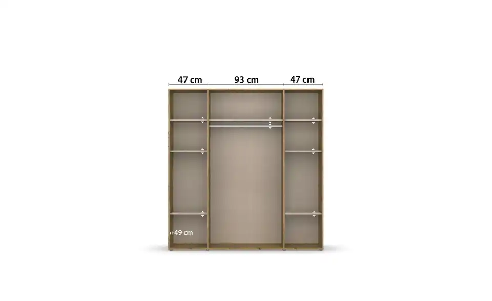 Drehtürenschrank Absetzung: Eiche Artisan 187 cm 4 Stück
