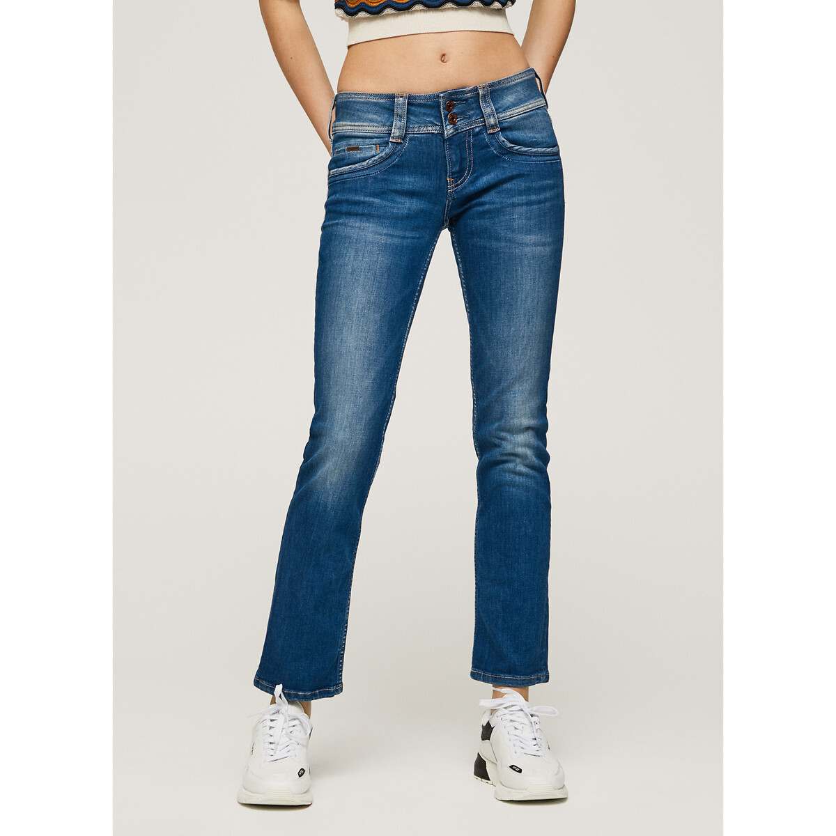PEPE JEANS<br>Calça jeans slim de tamanho padrão com botões duplos Genna