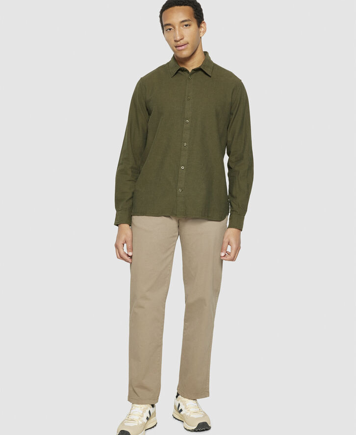 Knowledge Cotton Apparel Regular fit heavy twill flannel shirt - GOTS/Vegan Grøn
