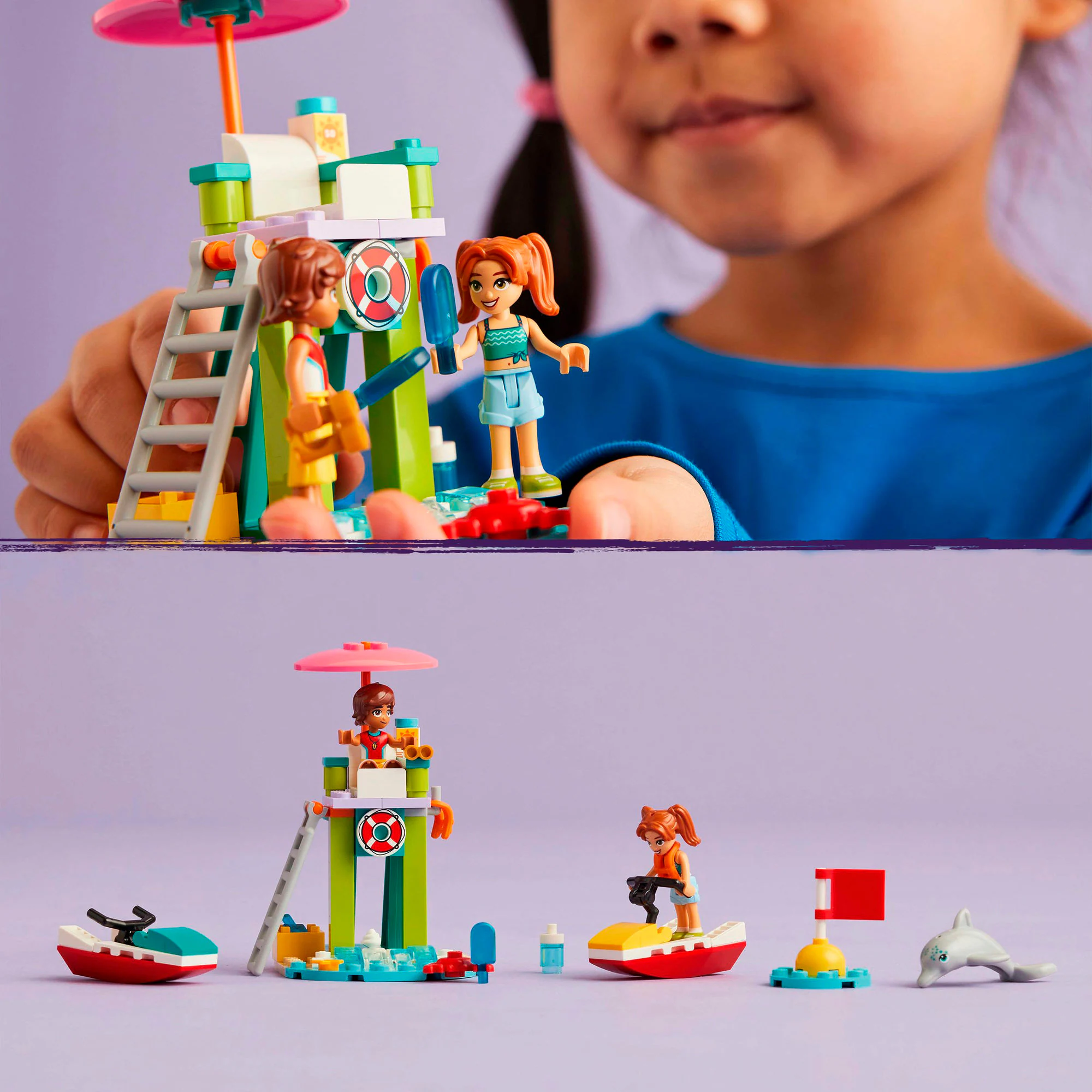 LEGO Konstruktionsspielzeug Friends Rettungsschwimmer Aussichtsturm mit Jetskis