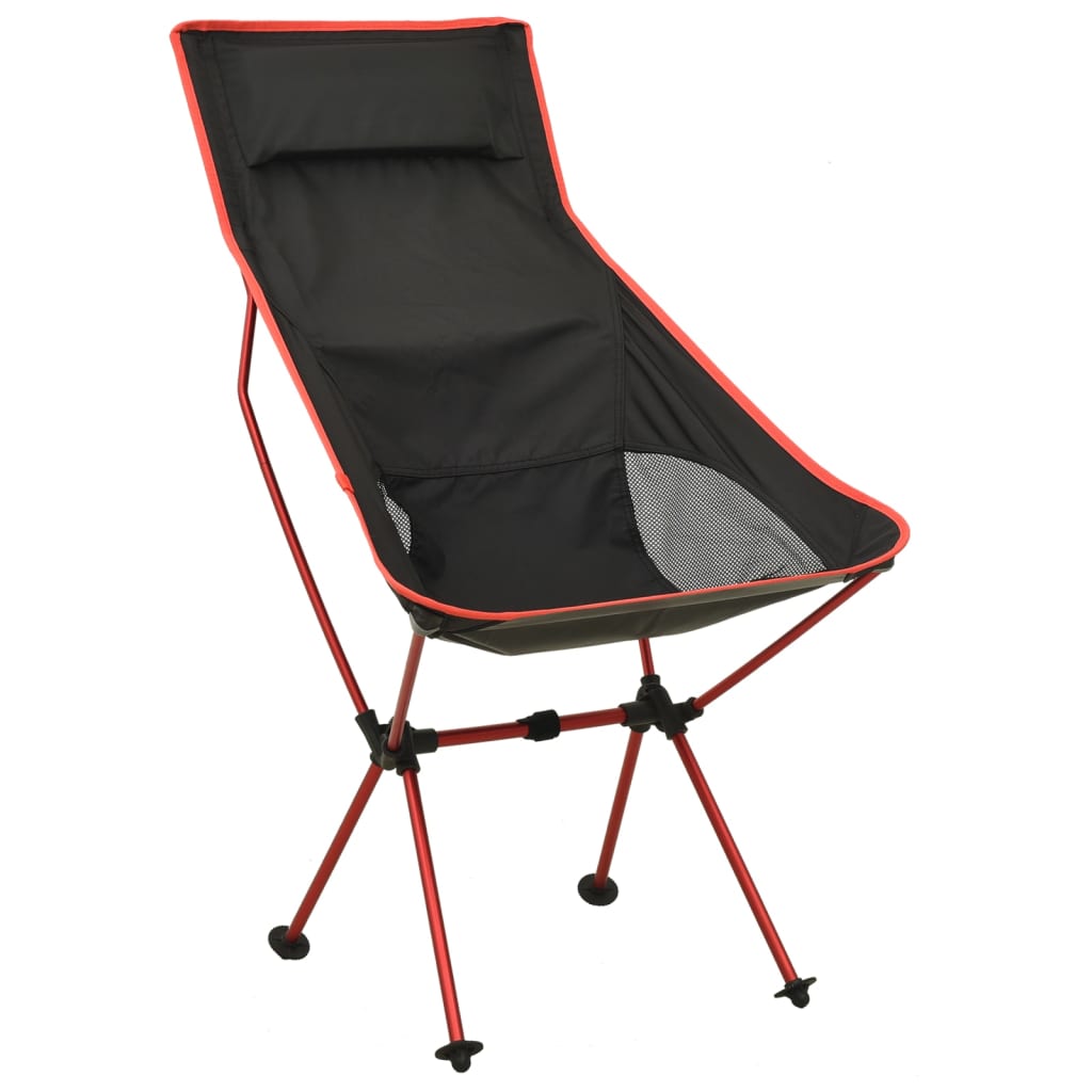 Cadeira de camping dobrável Vidaxl em PVC e alumínio, preta.