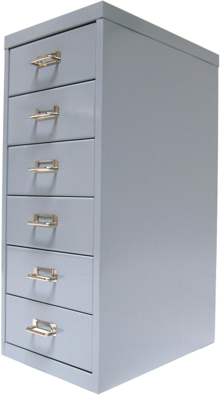 Szagato Schubladenschrank Silber Metall 6 Schubladen HxBxT 66x28x40cm Schubladen-Container Büroschrank Werkzeugschrank Aufbewahrungsschrank Schubladen-Box