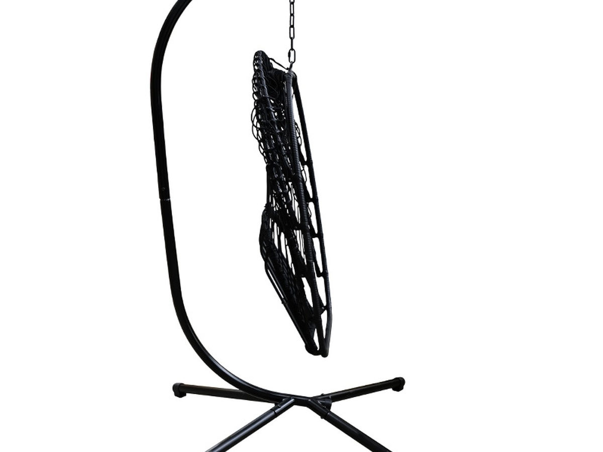 Buitenkado hangstoel met grijze kussens - Black