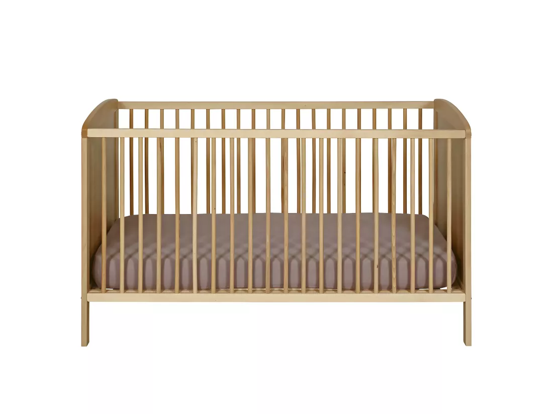 Lit bébé à barreaux 70x140 cm bois massif bois naturel FLOCON
