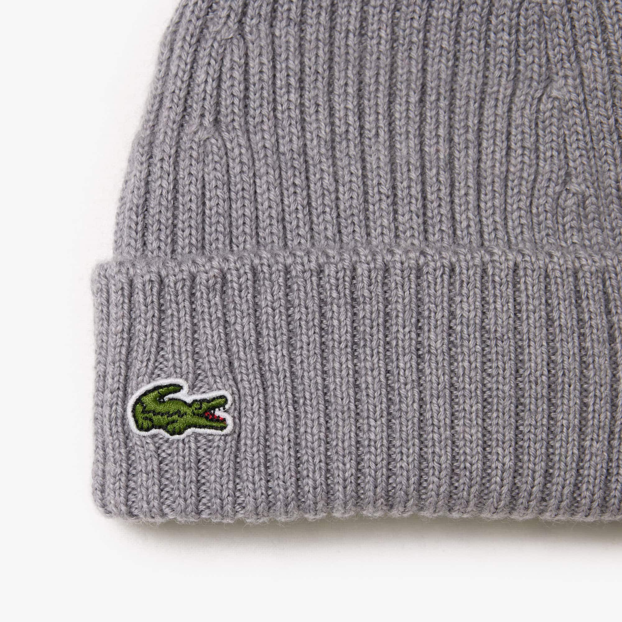 Bonnet en laine côtelée Casquettes & Bonnets - Gris - Lacoste - Garçon