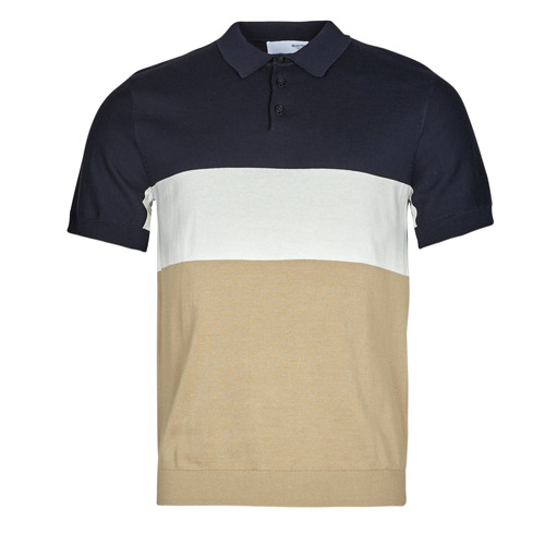 Selected - SLHMATTIS SS KNIT BLOCK POLO B - Marine / Blanc / Beige