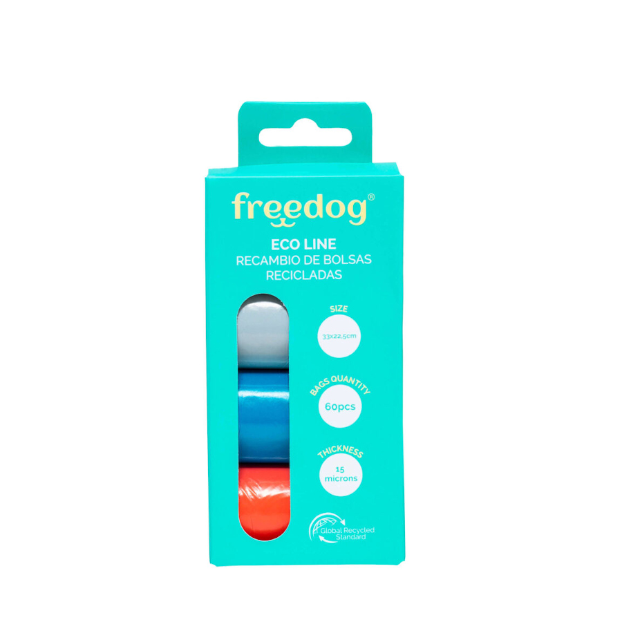 Sacos higiênicos Freedog Eco Line em cores sortidas para cães.