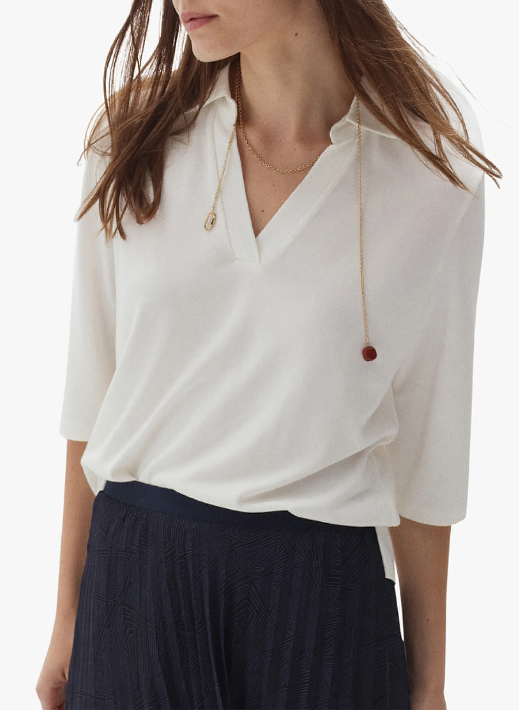 ELISA - Top col classique ample | Blanc