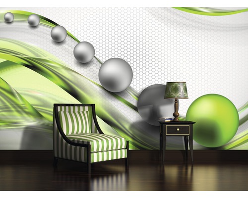 Vliesbehang 2393 VEXXL bollen groen/grijs 3-delige set 312 x 219 cm