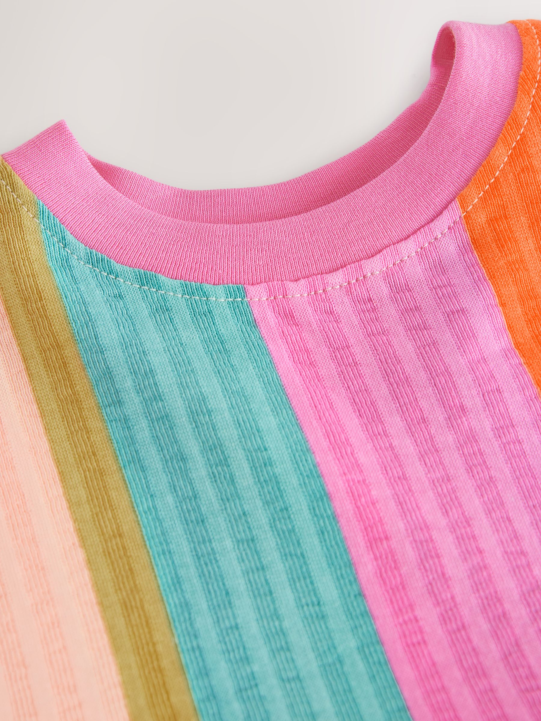 Regenboogstrepen - Zomerjurk met korte mouwen (3mnd -7jr)