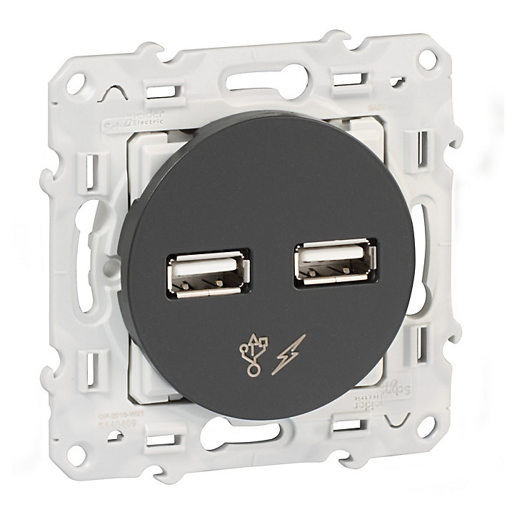 Mécanisme prise double usb Schneider Electric Odace anthracite