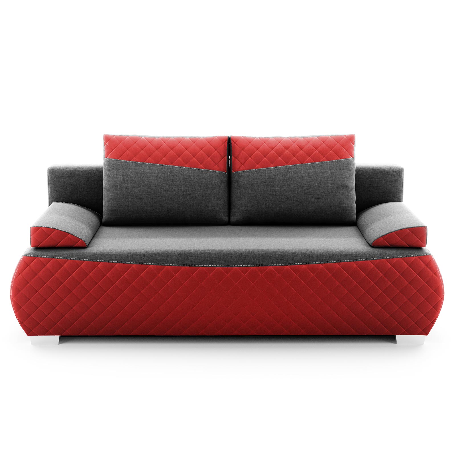 Schlafsofa - rot-anthrazit - inklusive Kissen