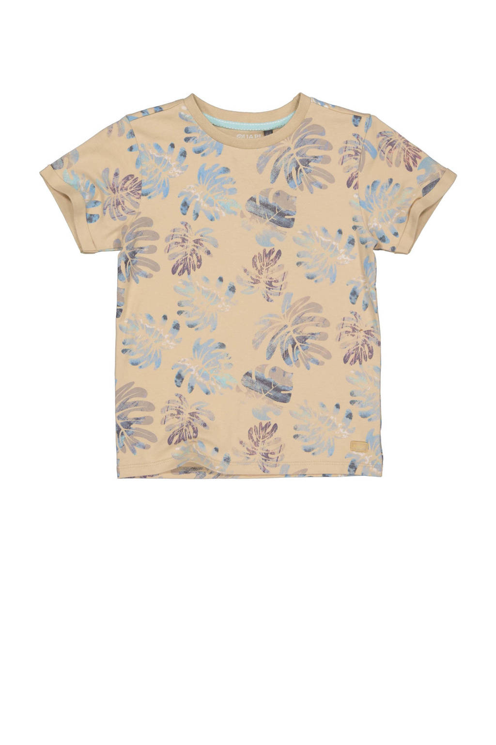 Quapi T-shirt BENICO met all over print zand/blauw
