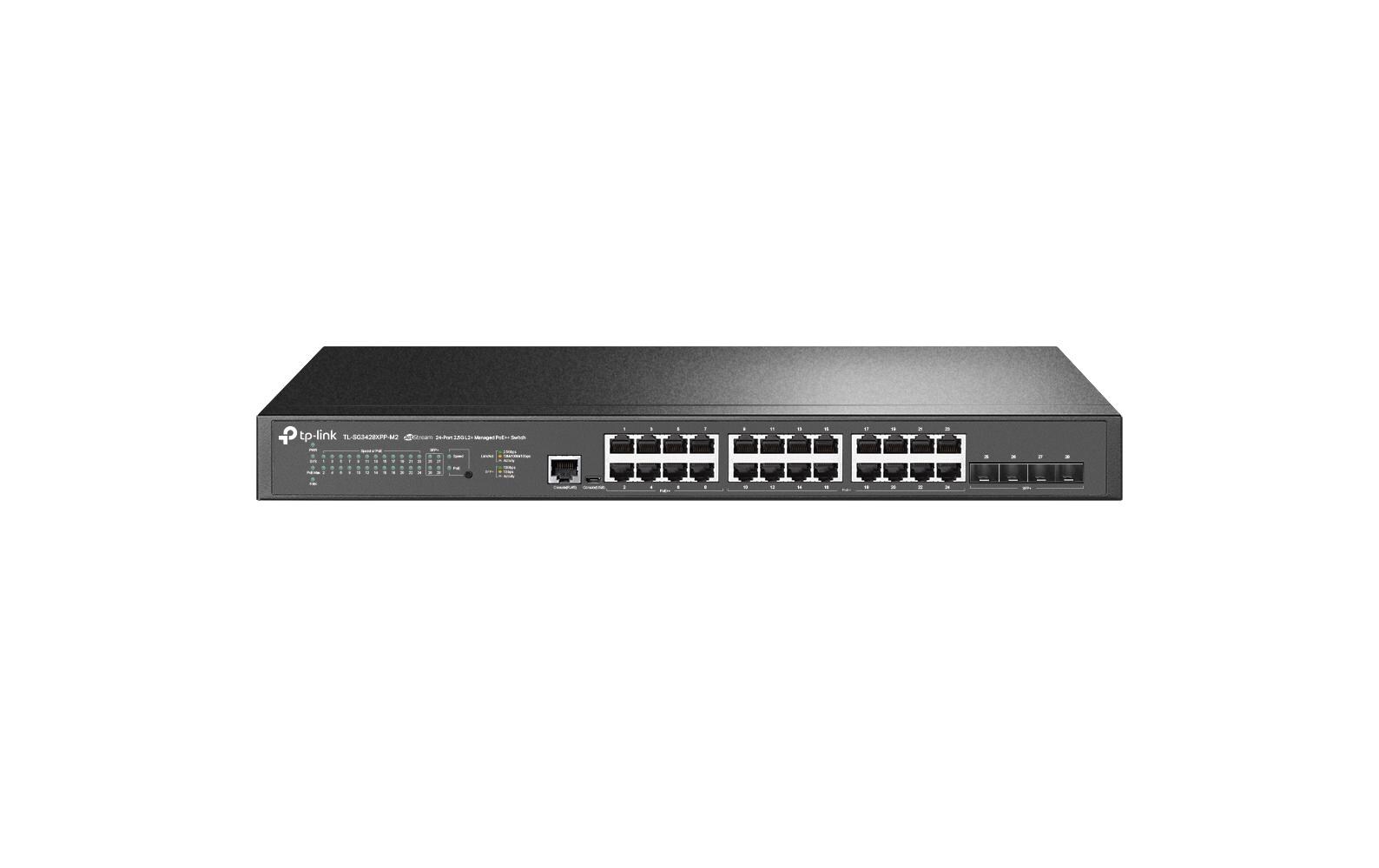 PoE+ Switch TL-SG3428XPP-M2 28 Port<br>JetStream 24-Port 2.5GBASE-T und 4-Port 10GE SFP+ L2+ Managed Switch mit 16-Port PoE+ & 8-Port PoE++