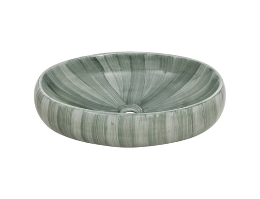 VIDAXL - Vasque à poser vert ovale 59x40x15 cm céramique