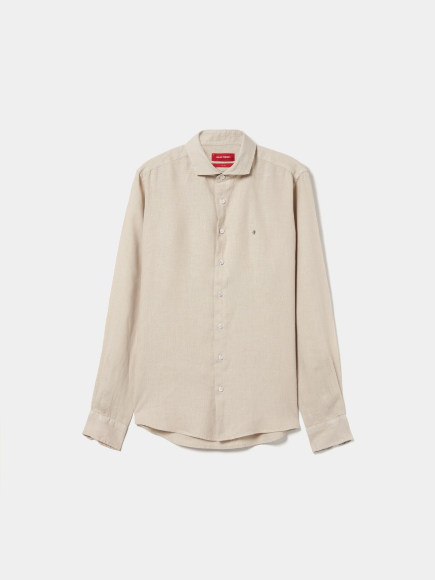 Camisa de linho slim fit garment dye