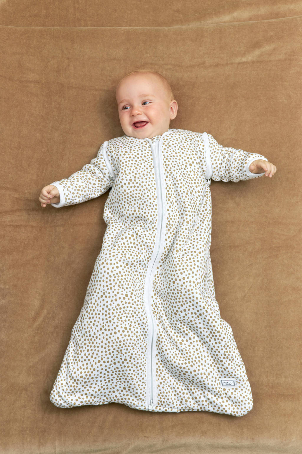 Heerlijk warme slaapzakbaby winterslaapzak afritsbare mouw Cheetah taupe