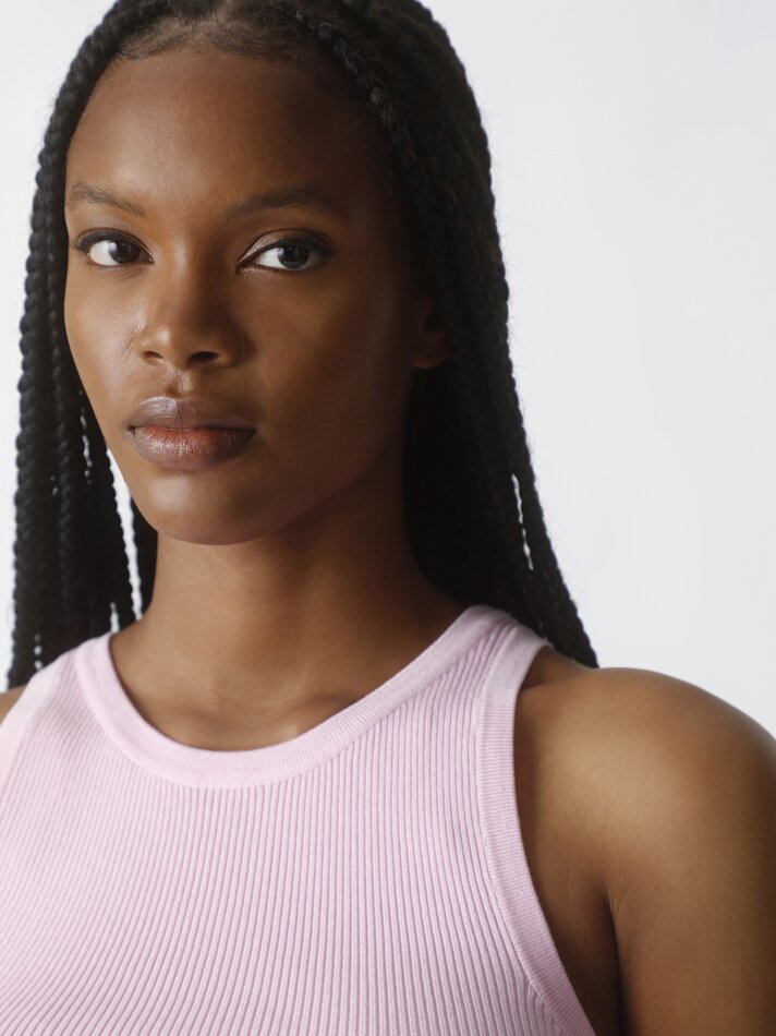 Top cropped canelado - Rosa