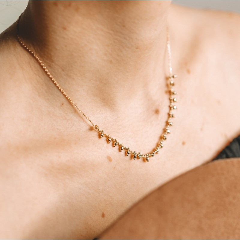 Collier Fin Plaqué Or Mode Pendentif Perles