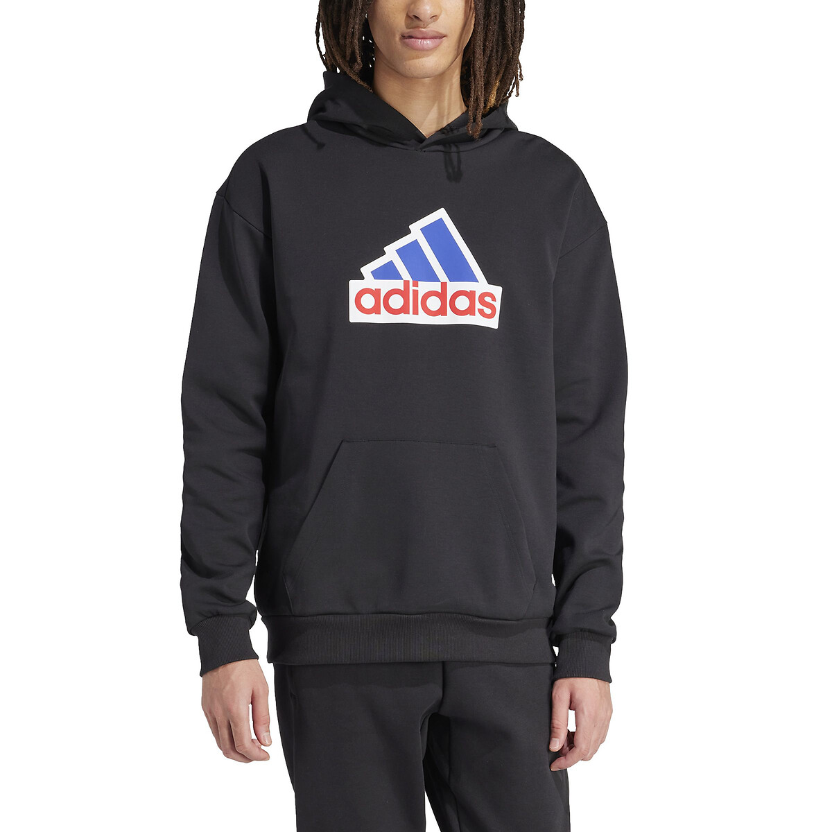 ADIDAS ROUPAS ESPORTIVAS<br>Moletom com capuz e logotipo em relevo