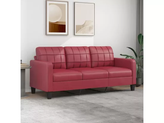 Canapé à 3 places Rouge bordeaux 180 cm Similicuir