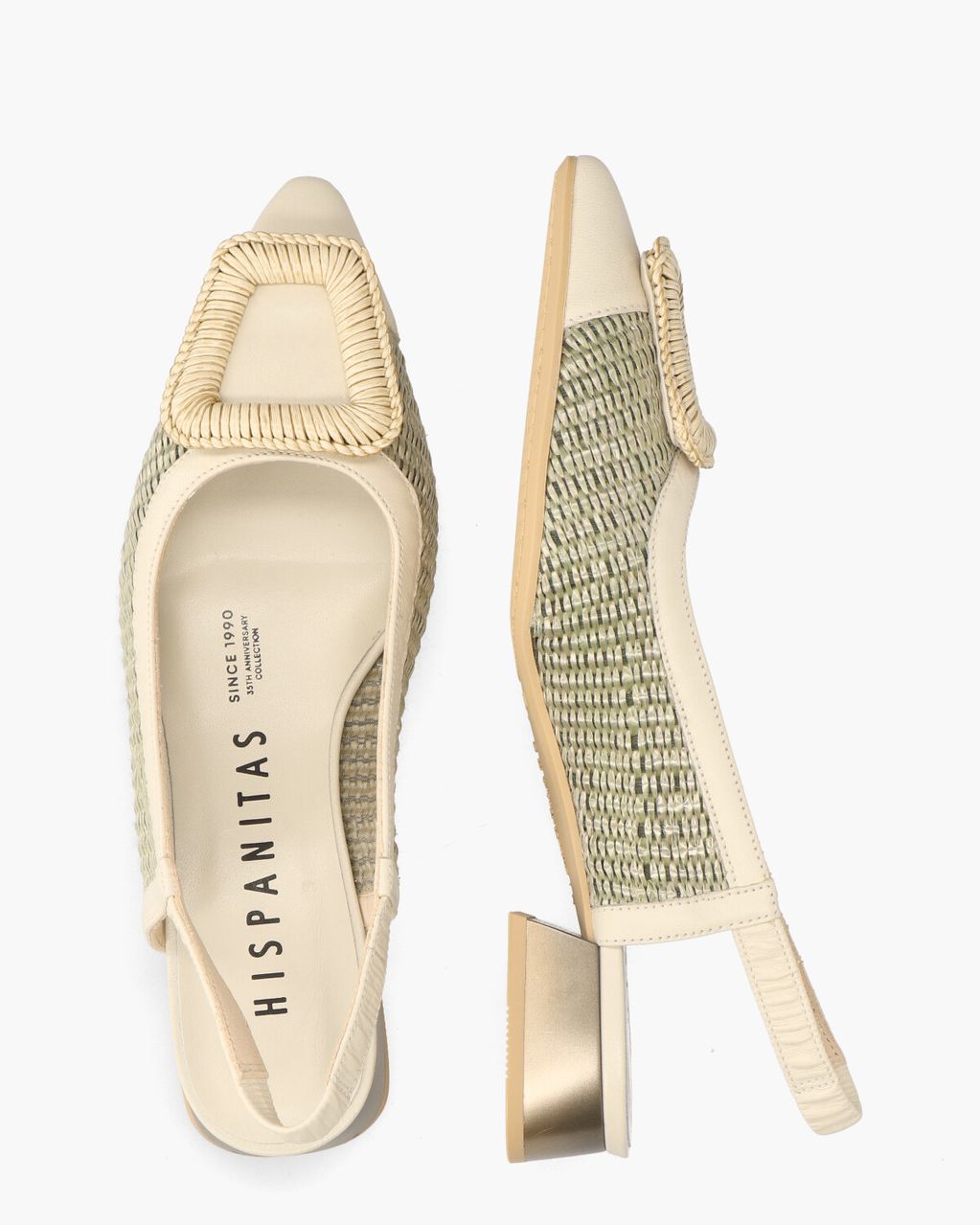 Hispanitas RHV254046 Off-White/Lichtgroen Dames Slingbackpumps