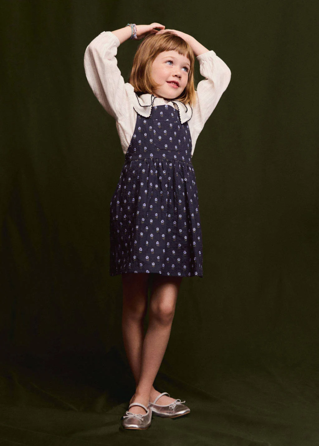 Mango Kids denim spijkerjurk donkerblauw