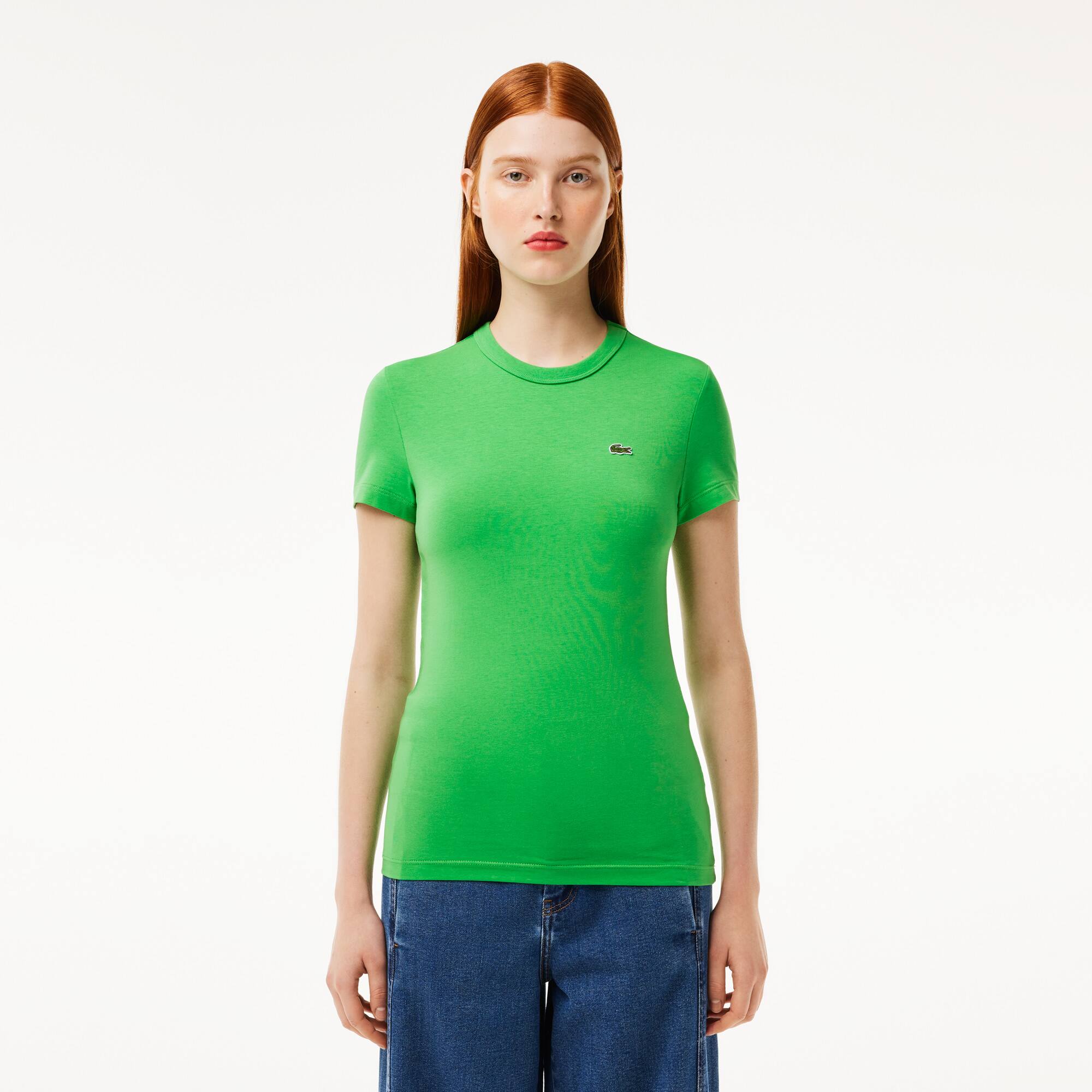 T-shirt slim fit en jersey stretch extensible T-Shirts - Vert - Lacoste - Femme