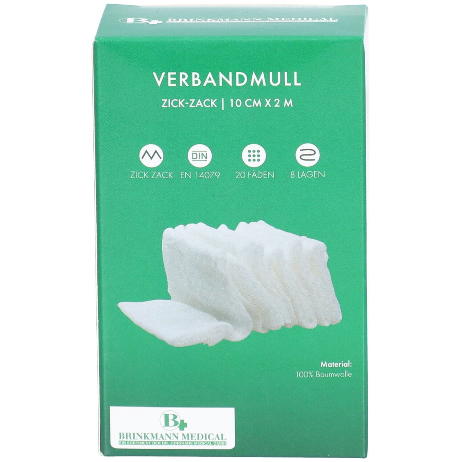 Verbandmull zickzack gelegt 10 cm x 2 m