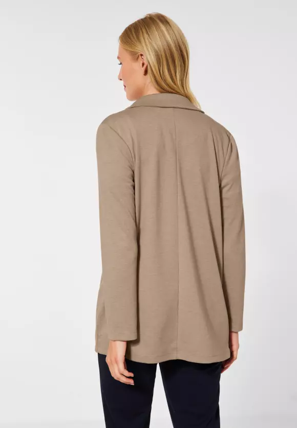 Casual Long Blazer - buff sand melange
